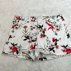 Liz Claiborne Women's Floral Shorts - White, Red, and Green